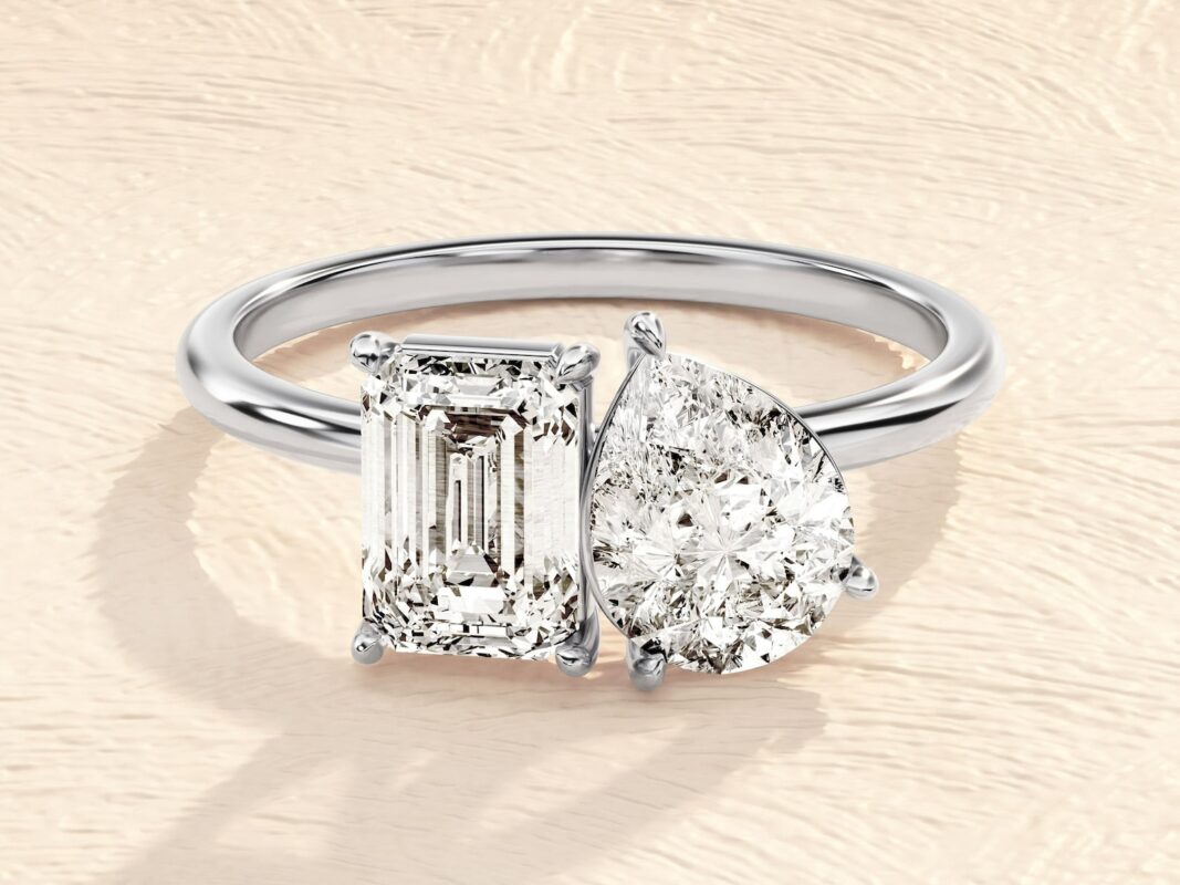 14K Solid Gold Toe Moi Engagement Ring 2ct Lab Grown Diamond