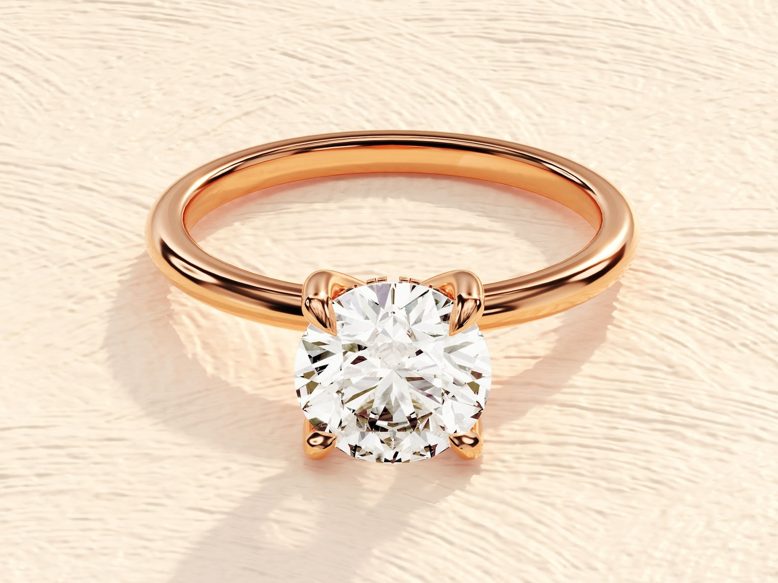 il_1588xN.5019897112_nvko Round Cut Lab Grown Diamond 1ct. Engagement Ring in 14K Solid Gold