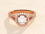 Lab Grown Diamond 3ct Halo Ring in 14 K Solid Gold Engagement Ring