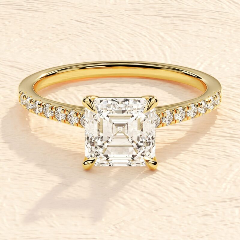 Cushion Cut Lab Grown Diamond 3ct multi Diamond Engagement Ring