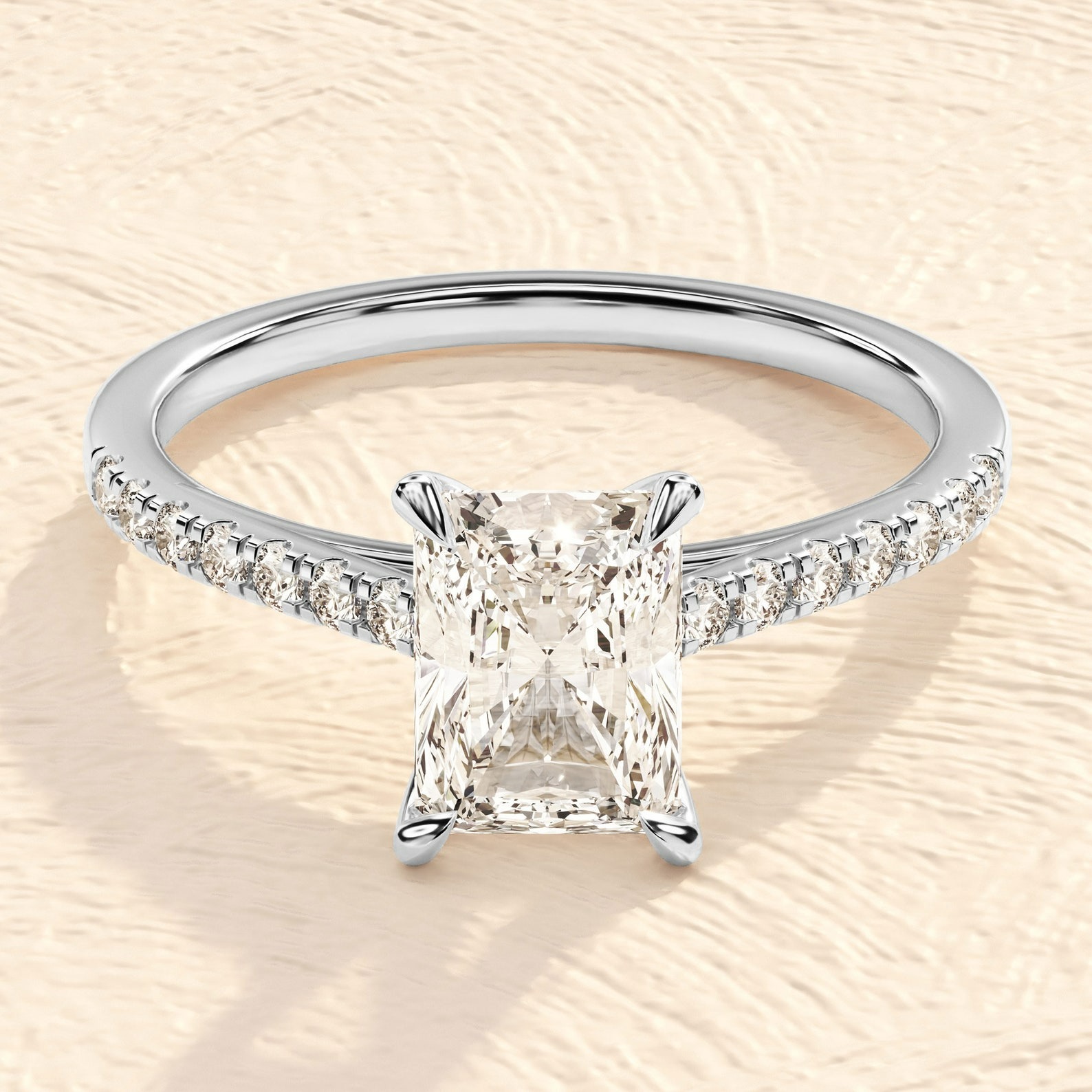Elongated Emerald Cut 4ct Lab Grown Diamond Engagement Ring Elongated Emerald Cut 4ct Lab Grown Diamond Engagement Ring