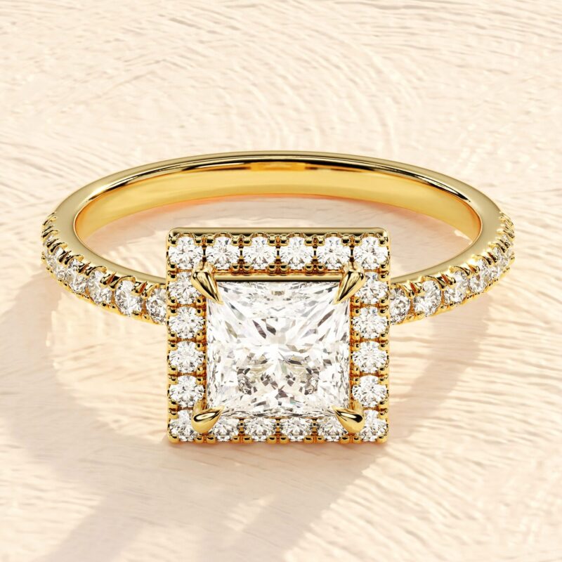 Cushion Cut Halo Solitaire Ring 3 ct Lab Grown Diamond Engagement Ring