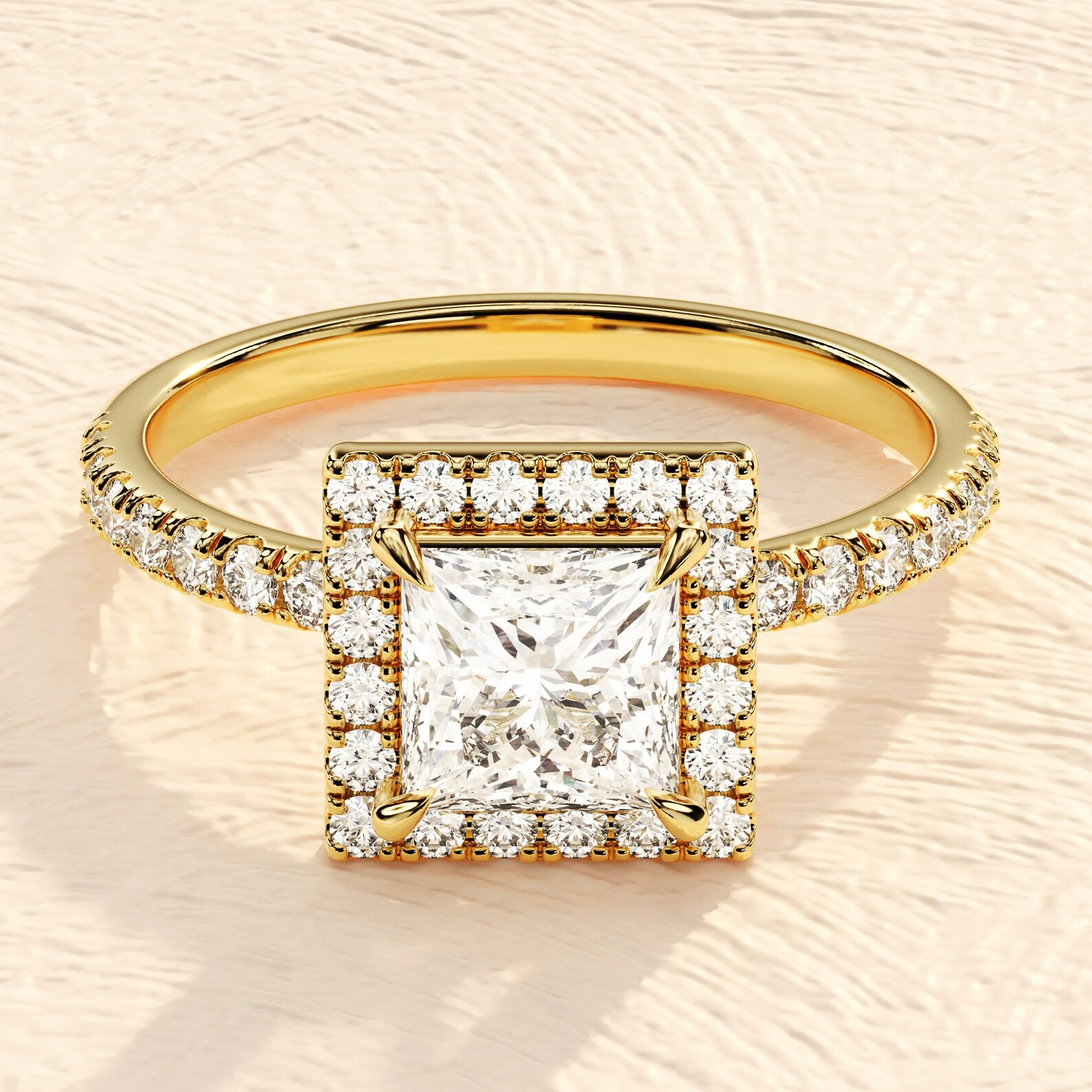 Cushion Cut Halo Solitaire Ring 3 ct Lab Grown Diamond Engagement Ring Cushion Cut Halo Solitaire Ring 3 ct Lab Grown Diamond Engagement Ring