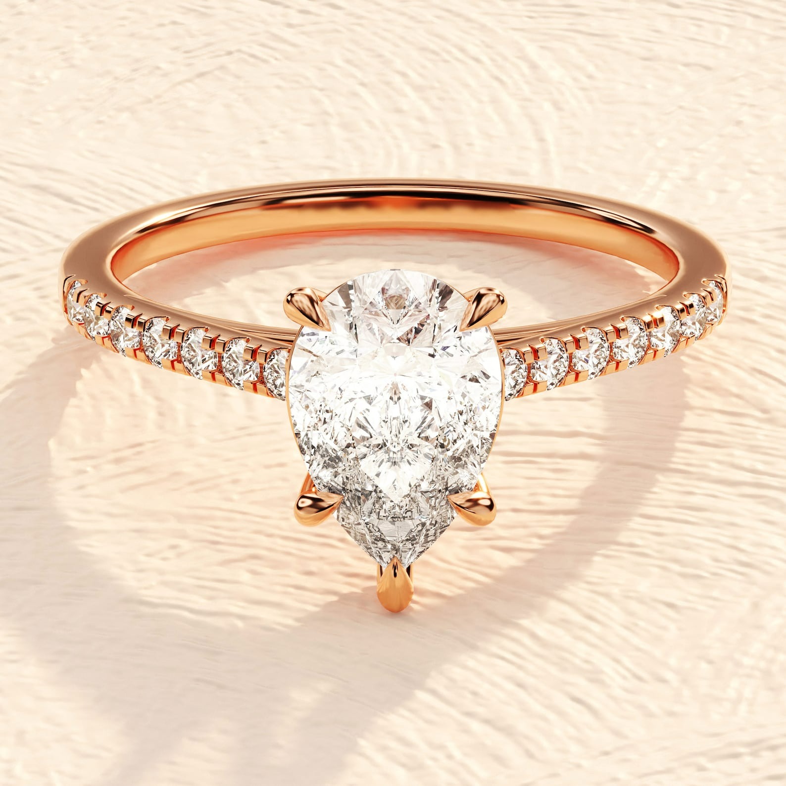 14 K Solid Gold 3.5ct Pear Cut lab Grown Diamond Engagement Ring 14 K Solid Gold 3.5ct Pear Cut lab Grown Diamond Engagement Ring
