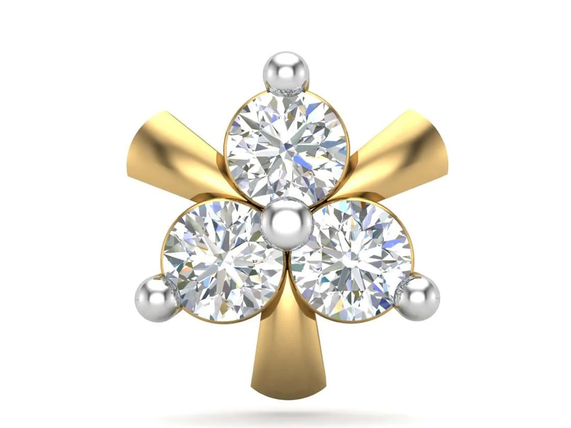 18K Solid Gold 0.06CT Blooming Petal Diamond Nose Pin 18K Solid Gold 0.06CT Blooming Petal Diamond Nose Pin