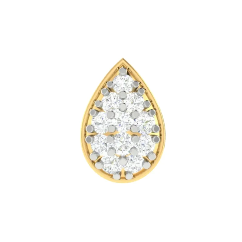 18K Solid Gold 0.08CT Guarded Angel Nose Pin