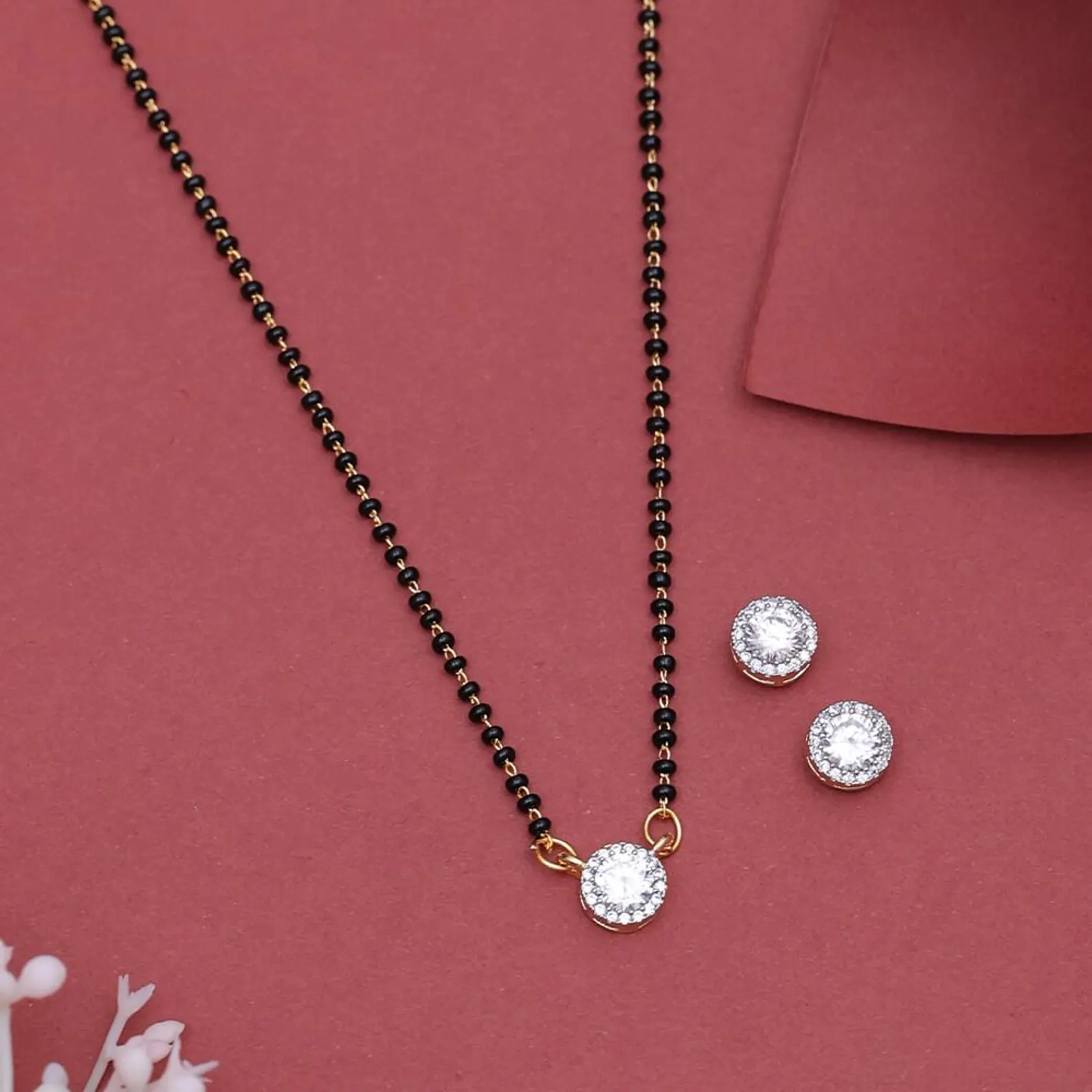 18K Solid Gold 1CT Black Beads CZ Mangalsutra Necklace 18K Solid Gold 1CT Black Beads CZ Mangalsutra Necklace