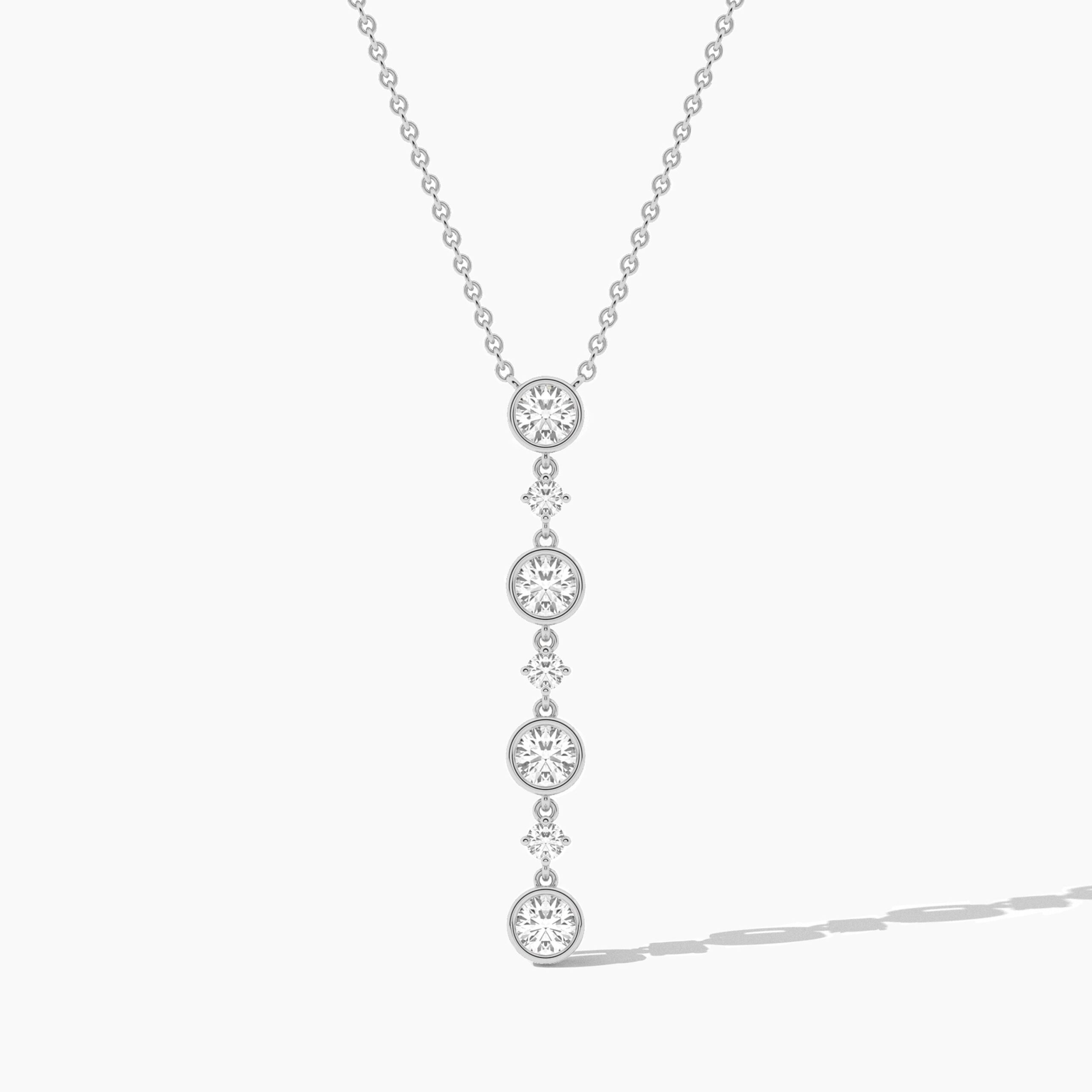 18K Solid Gold 1.15 CT Classic Round Cut Diamond Lariat Necklace 18K Solid Gold 1.15 CT Classic Round Cut Diamond Lariat Necklace