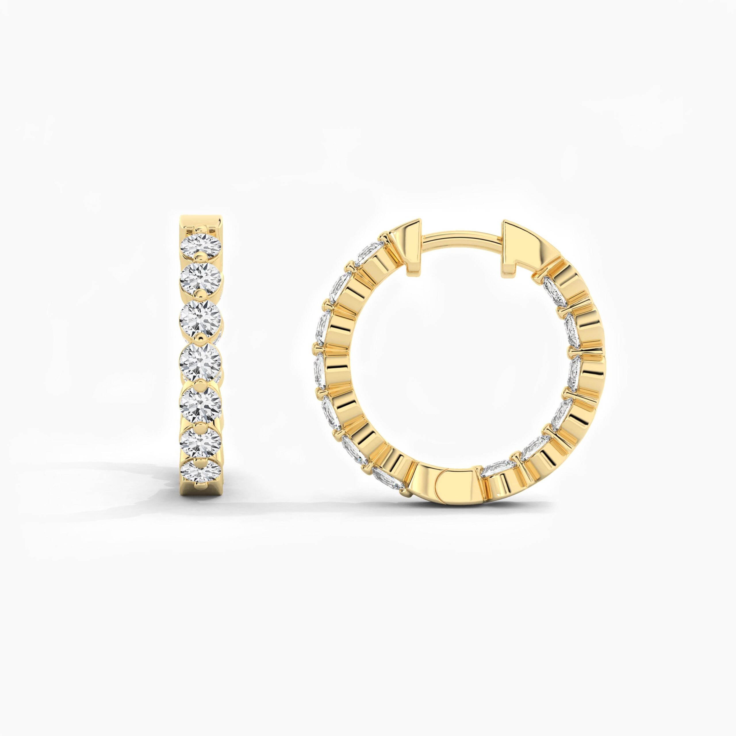 18K Solid Gold 2.20CT Round Cut Diamond Hoop Earrings 18K Solid Gold 2.20CT Round Cut Diamond Hoop Earrings