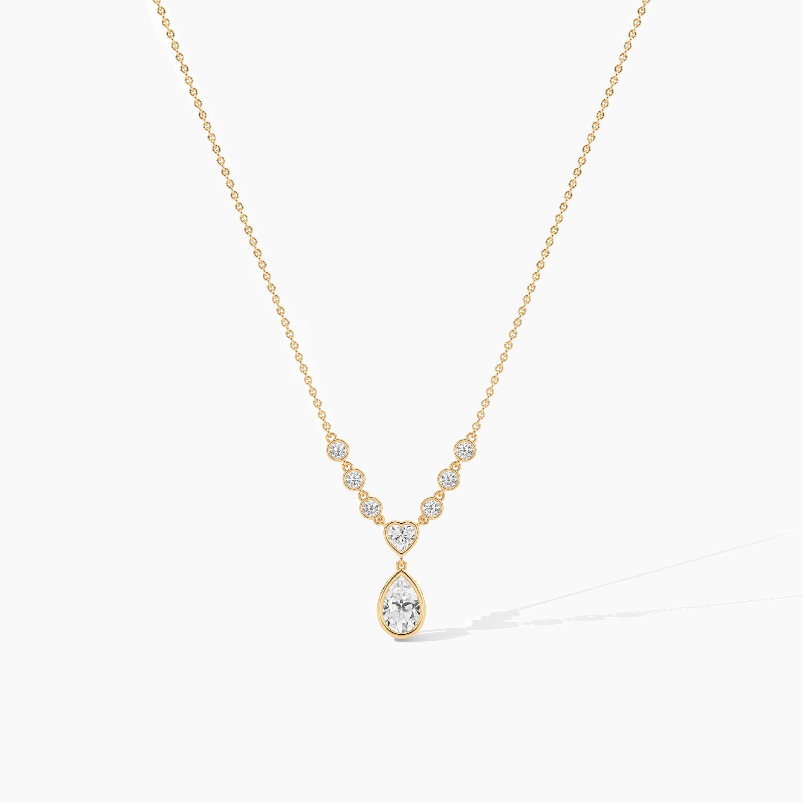 18K Solid Gold 1.59Ct Round Diamond Minimalist Drop Necklace 18K Solid Gold 1.59Ct Round Diamond Minimalist Drop Necklace