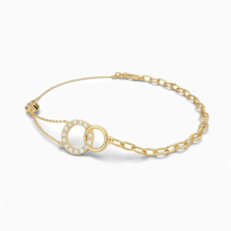 18K Solid Gold 0.25CT Round Diamond Circle Bracelet