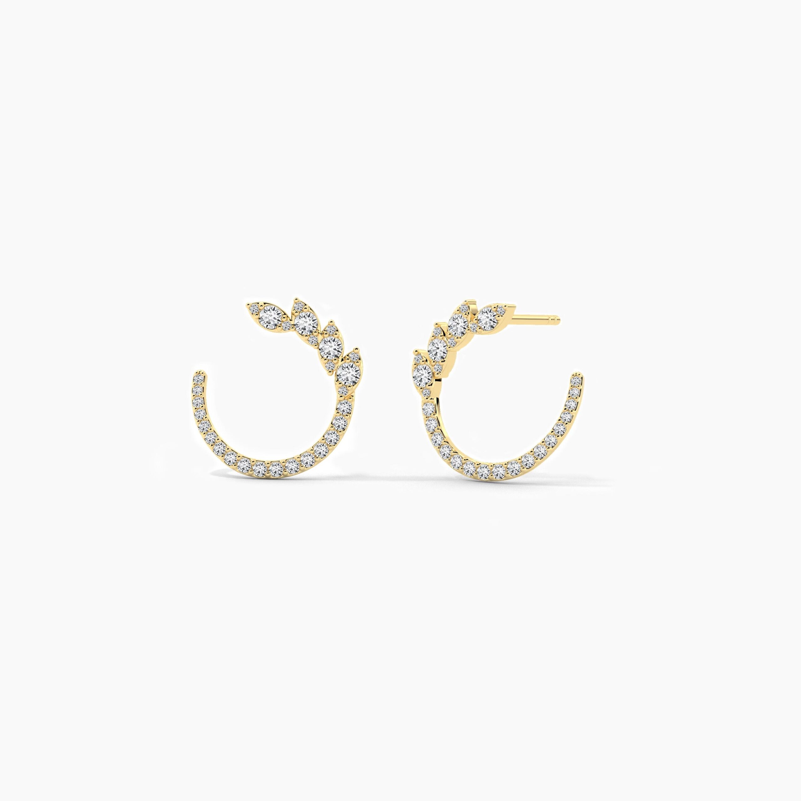 18K Solid Gold 0.50 CT Round Diamond Hoop Earrings 18K Solid Gold 0.50 CT Round Diamond Hoop Earrings